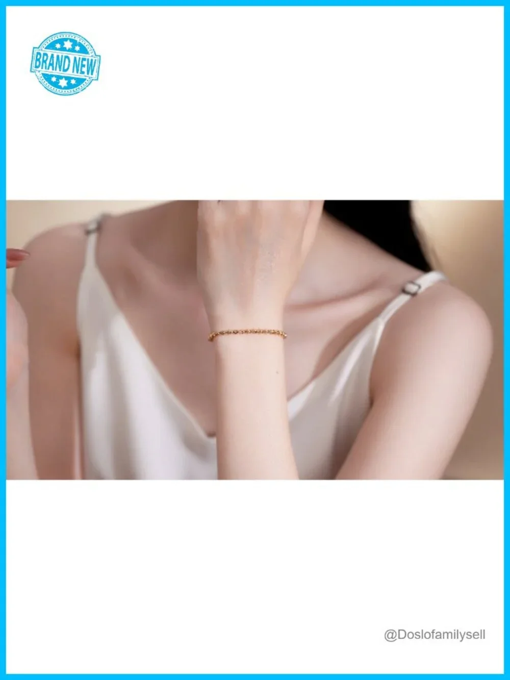 14K Gold Plated Waterproof Stackable Bracelet Set - 5 Pack Adjustable Link